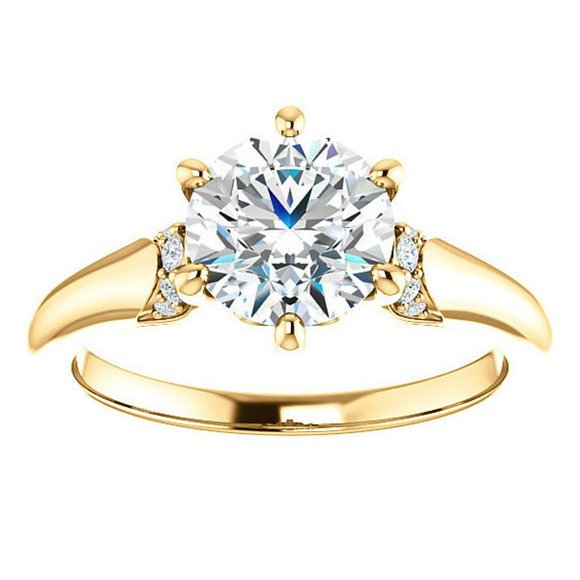 3.0Carat -9.0mm Round Moissanite Accented Engagement Ring - Picture 15 of 16